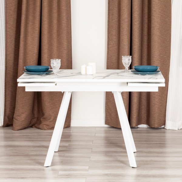 Стол VIGO ЛДСП/HPL/металл,  120 x 80 x 30 х 30 х 75 см, Мрамор светлый/белый фото № 12