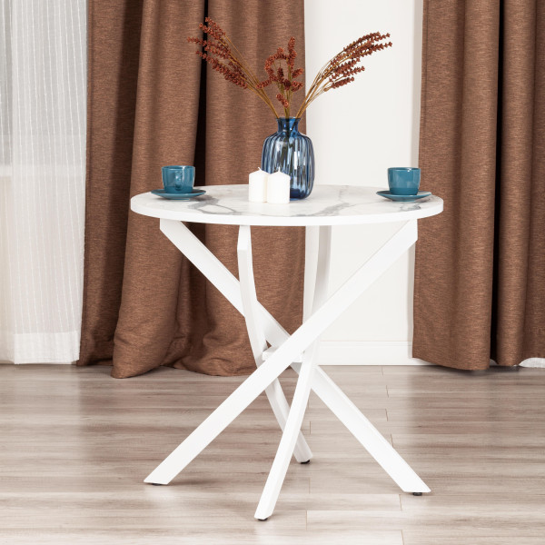 Стол MANZANA ЛДСП/HPL/металл, 80 х 80 х 75 см, Мрамор светлый/белый фото № 5