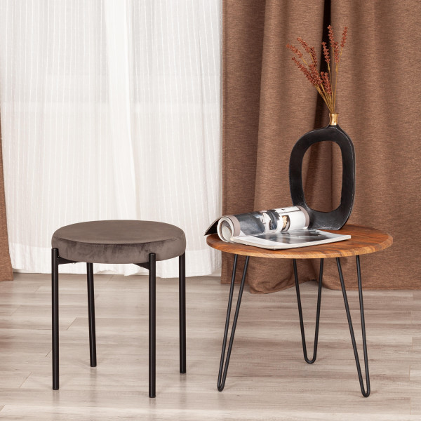 Табурет REVO (mod. 7034) ткань/металл, 44 х 44 х 47 см, темно-серый barkhat 14/черный фото № 5