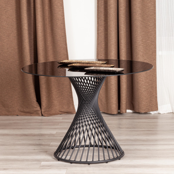 Стол BERTOIA (mod. GT21) металл/стекло, 110 х 110 х 75 см, Black (черный) фото № 5
