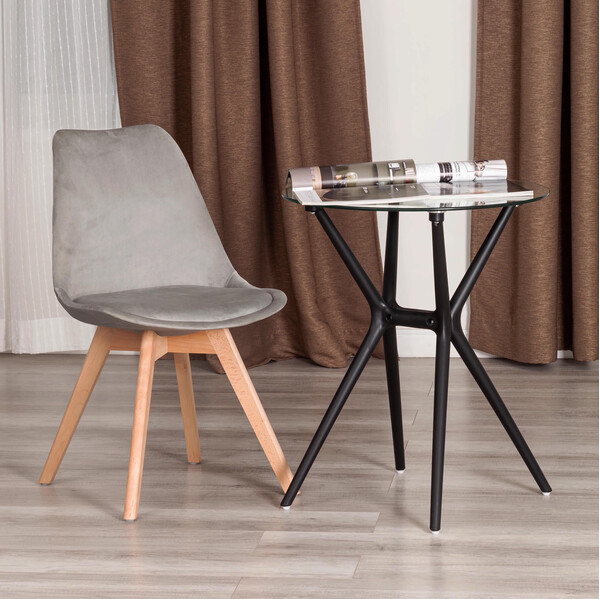 Стул TULIP SOFT (mod. 053V) дерево/пластик/вельвет, 49,5 x 54,5 x 84 см, Светло-серый (HLR 39)/натуральный фото № 10