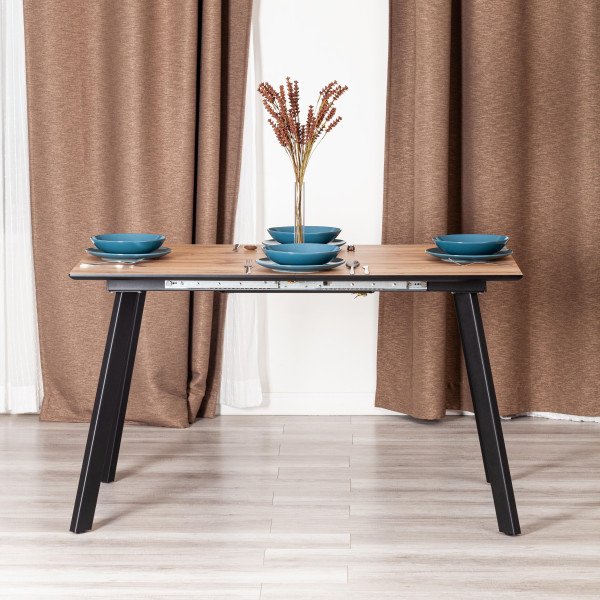 Стол обеденный DARWIN МДФ HPL 0,6 мм/ЛДСП/металл, 85х130-170х75 см, Дуб Вотан/чёрный фото № 12