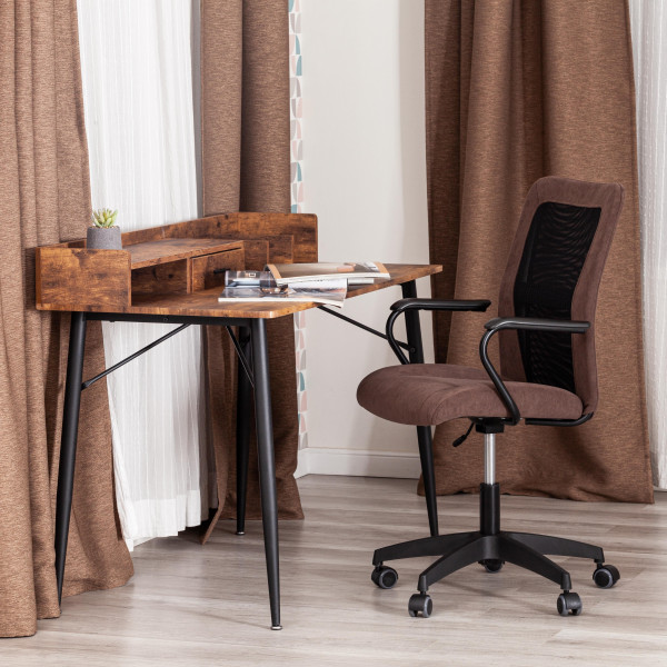 Кресло STAFF флок/ткань, коричневый/черный, 6/W-11 фото № 12