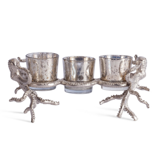 Подсвечник Secret De Maison OCTOPUS3 ( mod. 3923 ) алюминиевый сплав, 24x11,5x11,5 см, никель/nickel antique фото № 3