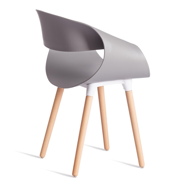 Стул QXX (mod. C1058-1) пластик/дерево, 60 х 53 х 81 см, Grey (серый) 92717 / натуральный фото № 3