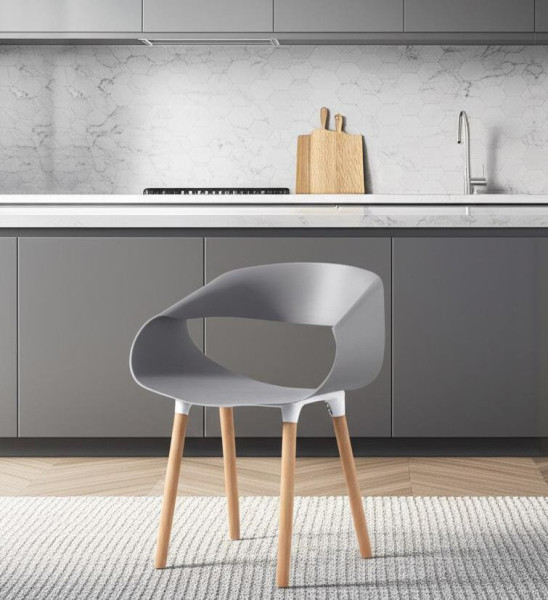 Стул QXX (mod. C1058-1) пластик/дерево, 60 х 53 х 81 см, Grey (серый) 92717 / натуральный фото № 9