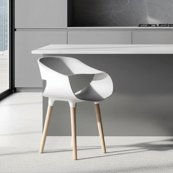 Стул QXX (mod. C1058-1) пластик/дерево, 60 х 53 х 81 см, White (Белый) 70029/ натуральный фото № 9