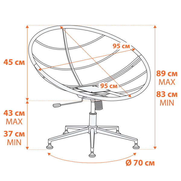 Кресло CLOUDE рогожка/металл, 97х98х90-96см, коричневый, 3М7-147 фото № 18