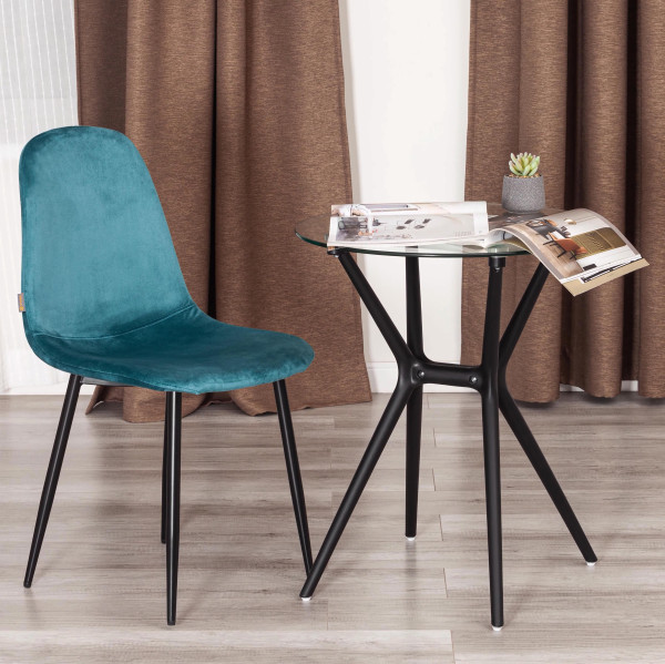 Стул BREEZE (mod. JSC-58) Велюр/металл , 44 х 53 х 86 см, light blue (светло-синий) HLR60 / черный фото № 10