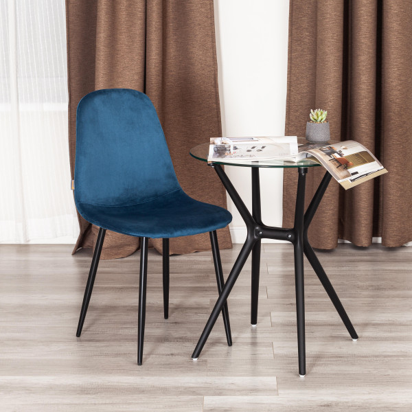 Стул BREEZE (mod. JSC-58) Велюр/металл , 44 х 53 х 86 см, Blue (синий) HLR63 / черный фото № 10