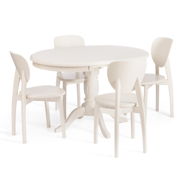 Стол STEFANO круглый бук, мдф, D90+30x77см, Ivory white фото № 8