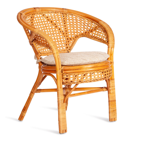 Комплект "PELANGI"  02/15 ( стол со стеклом + 4 кресла ) [с подушками] ротанг, кресло 65х65х77см, стол диаметр 64х61см, Honey (мед) фото № 6