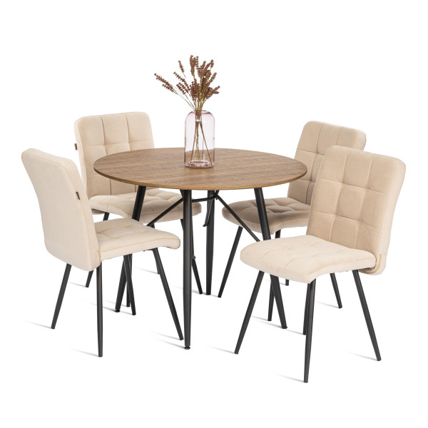 Стул обеденый Medeo разборный, велюр, 47х56х89, молочный/черный, (Porsche 2) фото № 9