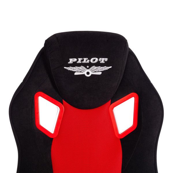 Кресло PILOT (24) флок/ткань, черный/черный/красный, 35/TW-08/TW-11 фото № 7