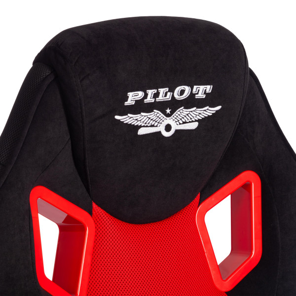 Кресло PILOT (24) флок/ткань, черный/черный/красный, 35/TW-08/TW-11 фото № 10