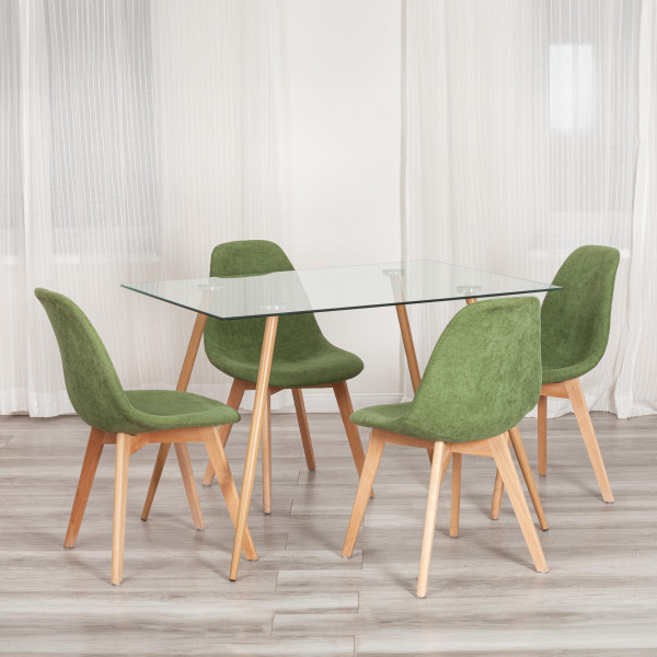 Стол SOPHIA (mod. 5003) металл/стекло (8мм), 110 х 80 х 75 см, бук/прозрачный фото № 7