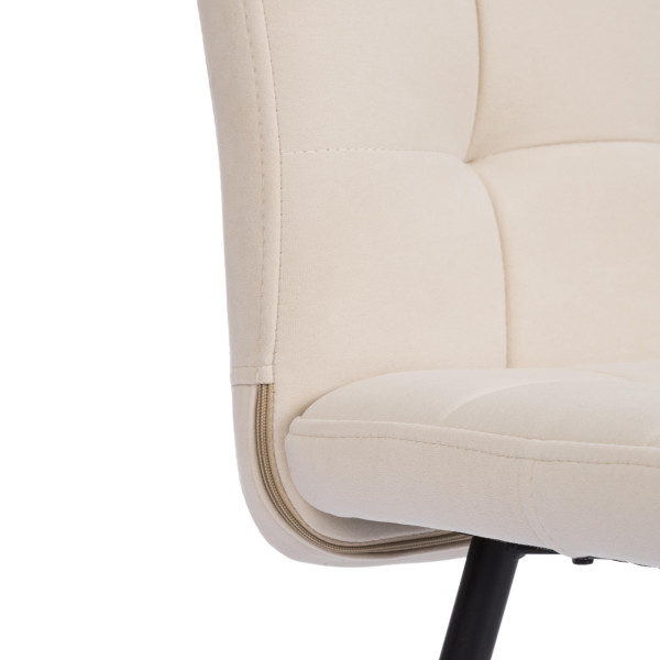 Стул обеденный Medeo флок , 47х56х89, молочный/черный, 4 фото № 8