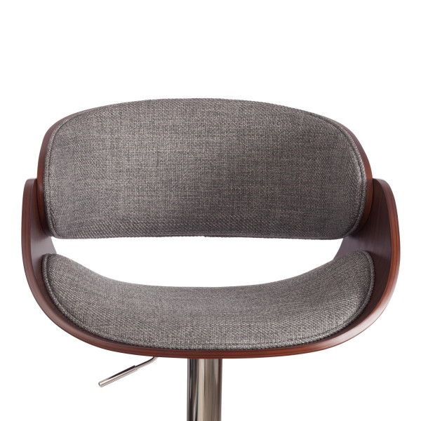 Барный стул LANDO (mod.4036) металл/дерево/ткань, 59х51х93-114 см, высота сиденья 62-83 см, серый/орех/хром, Aimcasa 28 фото № 6