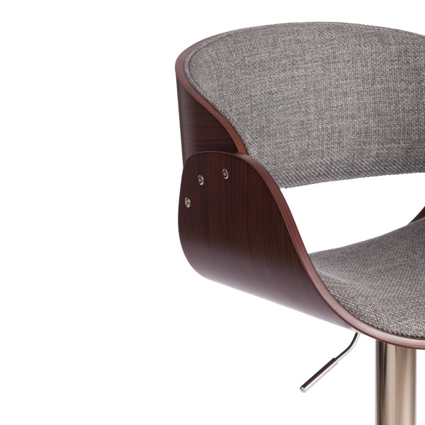 Барный стул LANDO (mod.4036) металл/дерево/ткань, 59х51х93-114 см, высота сиденья 62-83 см, серый/орех/хром, Aimcasa 28 фото № 9