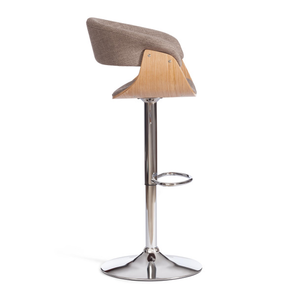 Барный стул VIMTA (mod.4021S) металл/дерево/ткань, 60х51х91,5-112,5 см, выс. сид. 61,5-82,5 см, бежевый/натур./хром, Aimcasa 5 фото № 2