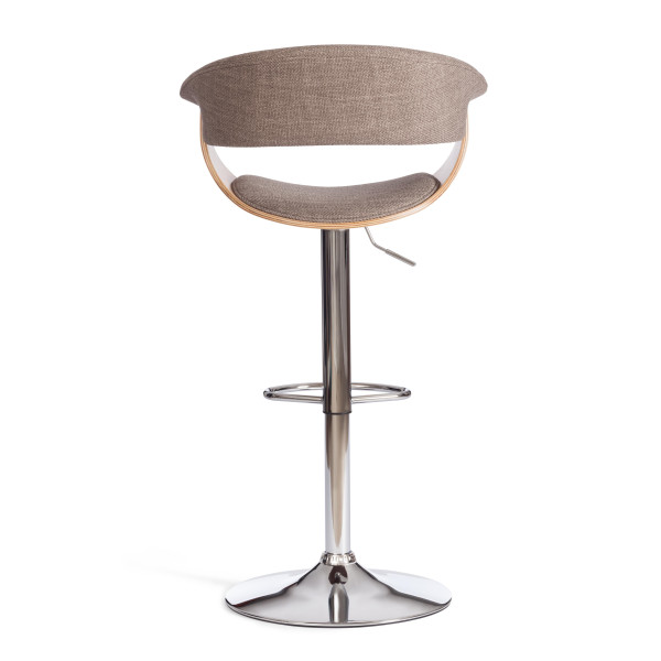 Барный стул VIMTA (mod.4021S) металл/дерево/ткань, 60х51х91,5-112,5 см, выс. сид. 61,5-82,5 см, бежевый/натур./хром, Aimcasa 5 фото № 4