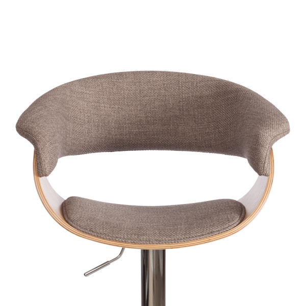 Барный стул VIMTA (mod.4021S) металл/дерево/ткань, 60х51х91,5-112,5 см, выс. сид. 61,5-82,5 см, бежевый/натур./хром, Aimcasa 5 фото № 6