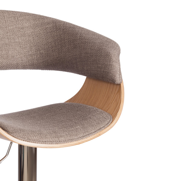 Барный стул VIMTA (mod.4021S) металл/дерево/ткань, 60х51х91,5-112,5 см, выс. сид. 61,5-82,5 см, бежевый/натур./хром, Aimcasa 5 фото № 7