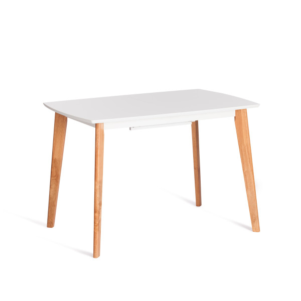 Стол обеденный раскладной Claire опоры дерево гевея, столешница МДФ, 110+30 x 75 x 75см, белый верх / ножки натуральный фото № 4