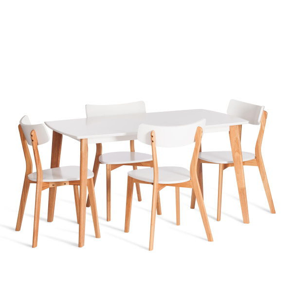 Стол обеденный Claire столешница МДФ, опоры дерево гевея, белый / натуральное дерево, 135 x 80 x 75см фото № 8