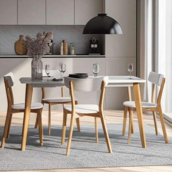 Стул Claire (комплект) сиденье МДФ, опоры дерево гевея, белый / натуральное дерево, 48 x 49,5 x 81,5 x SH44см фото № 12