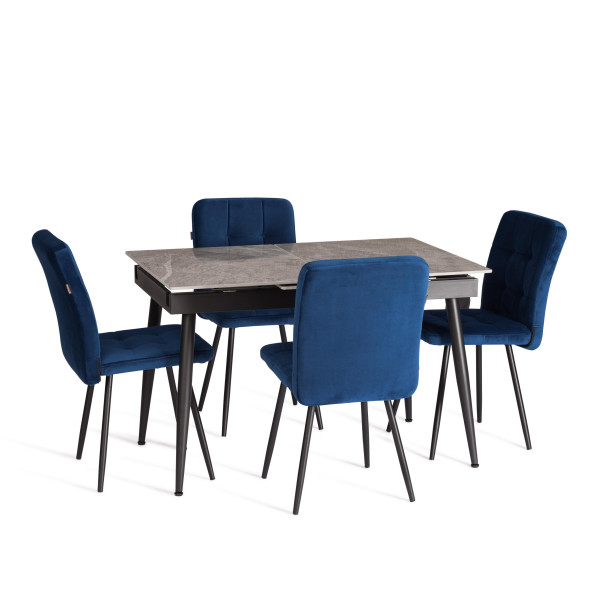 Стол обеденный Balmoral (mod.OKT-2294) столешница керамика (глянцевая) / опоры металл, серый/чёрный, (120+40)х80х75 см фото № 16