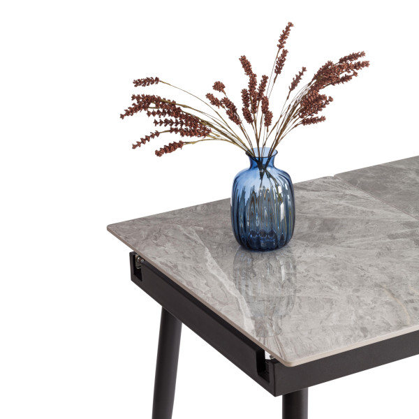 Стол обеденный Balmoral (mod.OKT-2294) столешница керамика (глянцевая) / опоры металл, серый/чёрный, (120+40)х80х75 см фото № 8