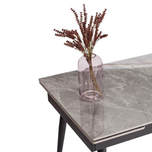 Стол обеденный Lord grey (mod.John table) столешница керамика (глянцевая) / опоры металл, серый/чёрный, 30х120х30 см фото № 7