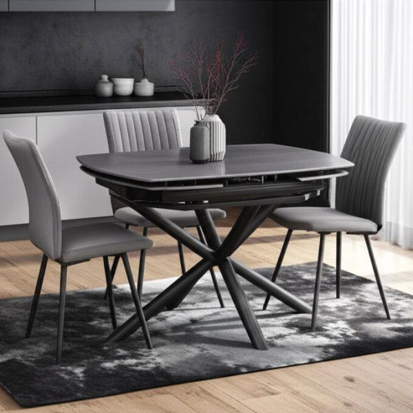 Стол обеденный Winston столешница керамика (матовая) /опоры металл, темно-серый/черный, 30х120х30 см фото № 19