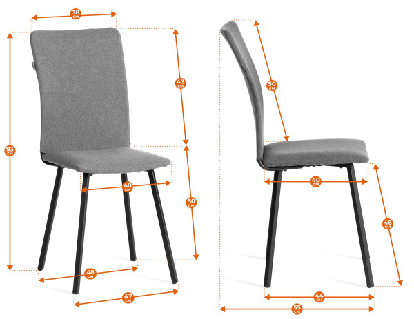Стул обеденный La Rousse NEW, ткань рогожка, серый/черный, 3M 16/2, 45x55x93 см фото № 17