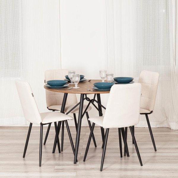 Стул обеденный Asti TREND, флок , молочный/черный, 4, 47х54х86 см фото № 11