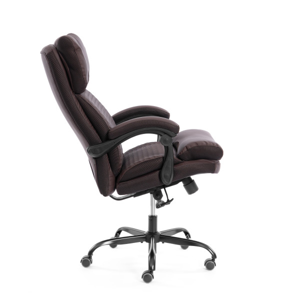 Кресло Chief metalBL  кож/зам/ткань, коричневый/коричневый стеганный, 36-36/36-36 стеганный/TW-24 фото № 3