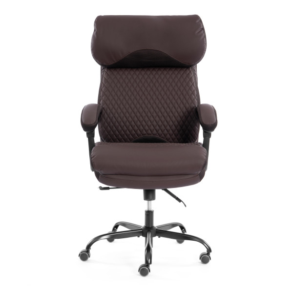 Кресло Chief metalBL  кож/зам/ткань, коричневый/коричневый стеганный, 36-36/36-36 стеганный/TW-24 фото № 6