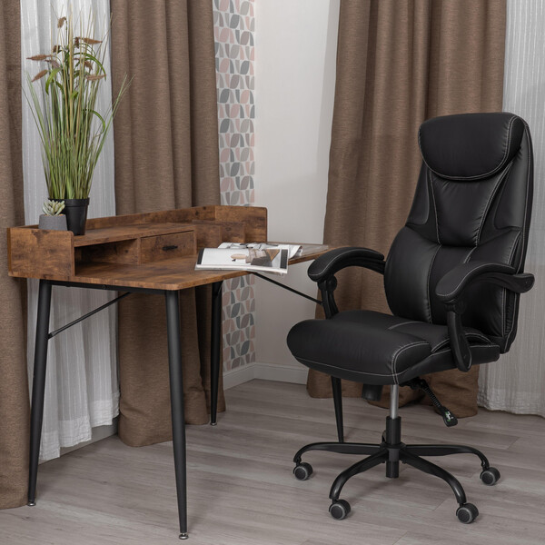 Кресло Cambridge metalBL кож/зам/ткань, черный/черный, 36-6/11 фото № 16