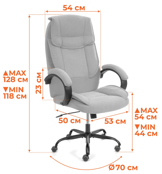 Кресло OREON metalBL велюр, серый, 29 фото № 15
