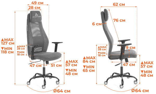 Кресло AVIATOR PLT metalBL ткань, серый, KUB 05/W-12 фото № 17