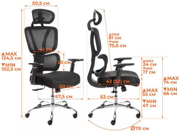 Кресло Mesh-12HR ткань, черный фото № 20