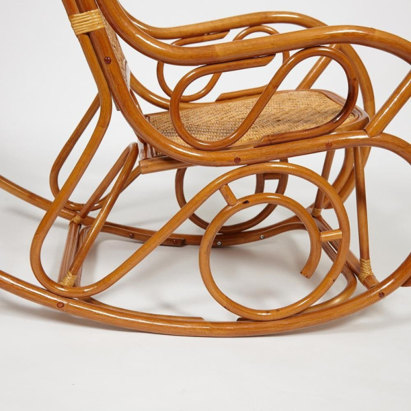Кресло-качалка из натурального ротанга «Milano» ( без подушки) (Cognac (коньяк)) фото № 4